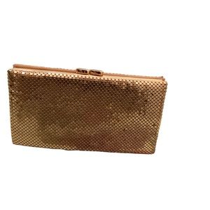 Vintage Metallic Wallet/ Small Clutch, GoldTone with side compartments